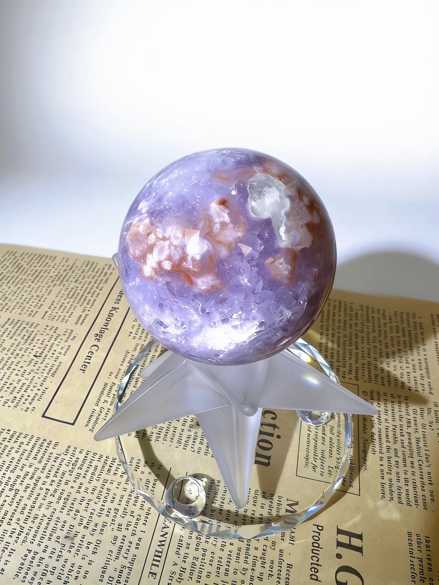 Natural Purple Pink Sakura Agate Sphere