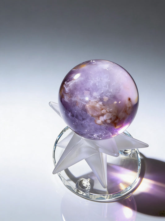 Natural Purple Pink Sakura Agate Sphere