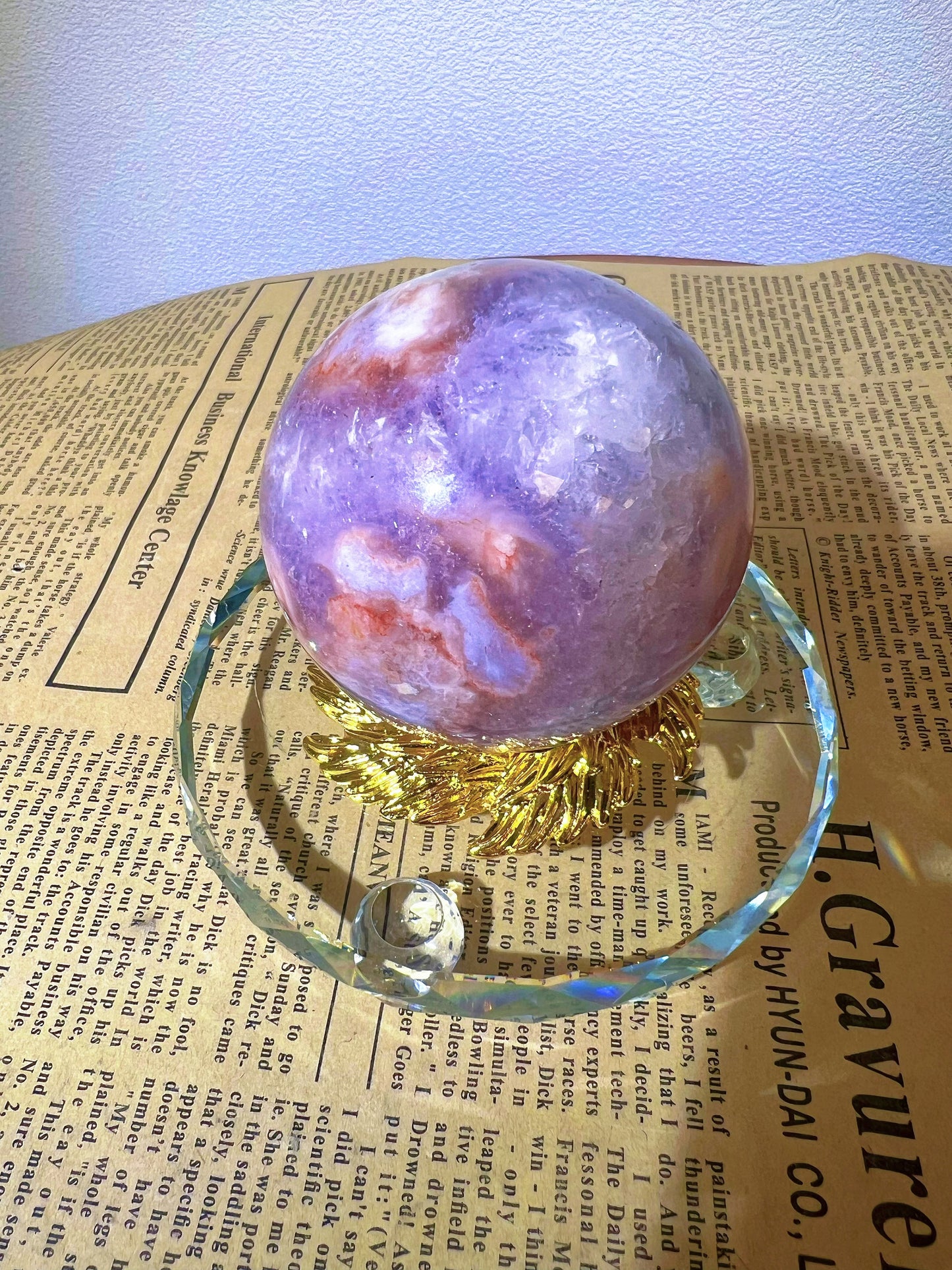 Natural Purple Pink Sakura Agate Sphere